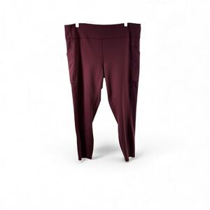 Lululemon High Rise Leggings with Pockets and Drawstring in Maroon Size 18